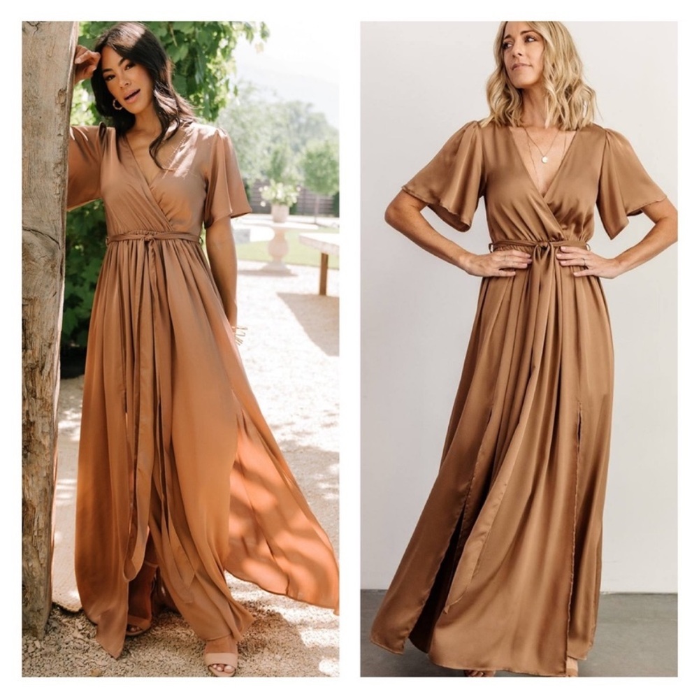 Elegant Brown Wrap Dress